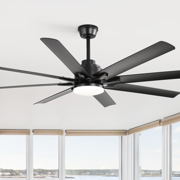 Modern 52 Inch Smart ,6 Wind Speed,With 8 Black Abs Blades,Voice Remote,Fan For Bedroom,Living Room,Patio,Kitchen,Etc