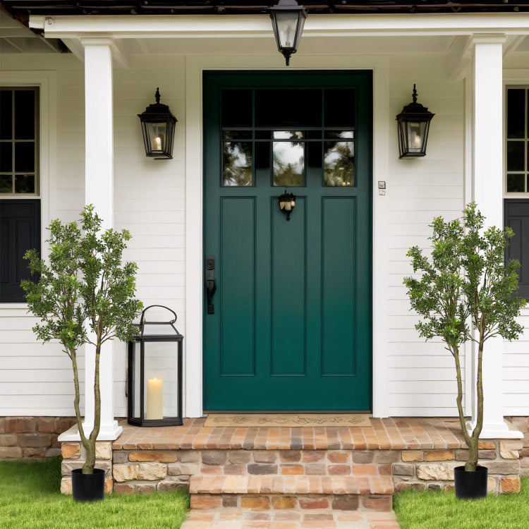 5.2Ft Artificial Tree Tall Lush Evergreen Faux Plant With Vibrant Green Foliage And Natural Look Trunk Perfect Decorative Potted Tree For Indoor Home Office Living Room Or Entryway 1Pc Set