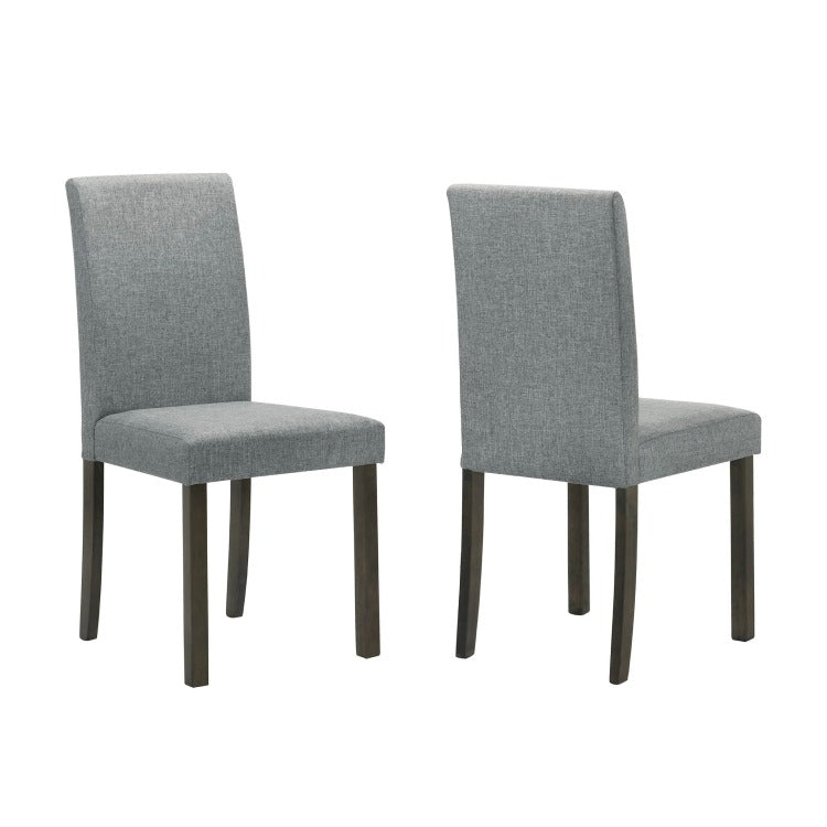 Muly Side Dining Chair Set Of 4, Fabric Seating, Gray Brown Wood