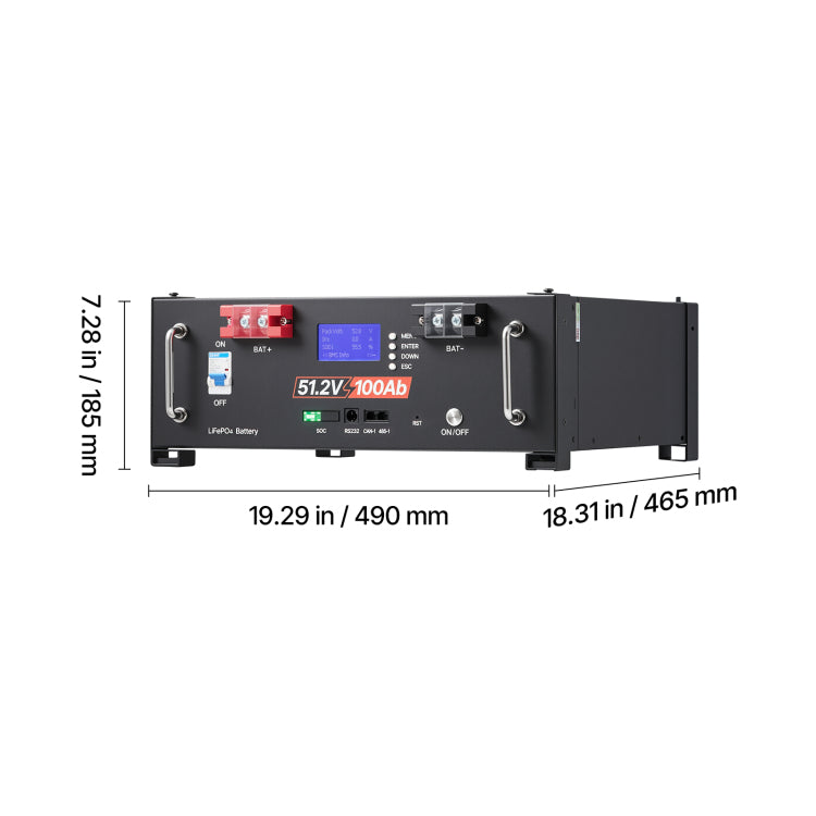 48V 100Ah Lifepo4 Lithium Battery, Built In 100A Bms, 51.2V Server Rack Lifepo4 Battery With Bluetooth, 5.12Kwh Capacity, Max 6000 Cycles, Lcd Display, For Off Grid, Solar System, Backup Power