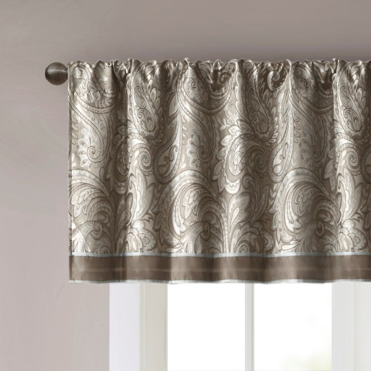 Jacquard Window Valance Blue Brown 50X18"