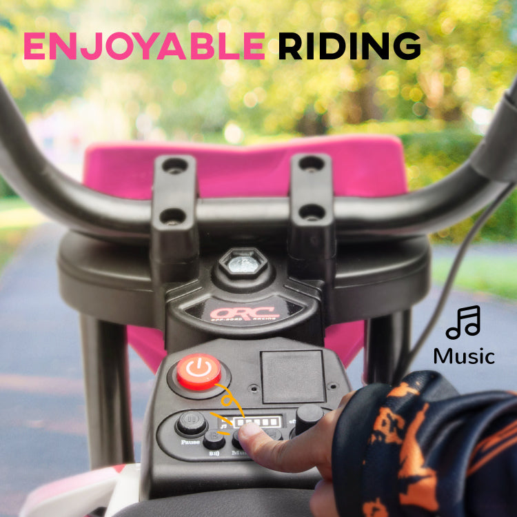 Qaba Kids Dirt Bike With Twist Grip Throttle, 12V Electric Motorcycle, Electric Bike For Toddler With Training Wheels, Rear Suspension & Music For Ages 3 6 Years, Red