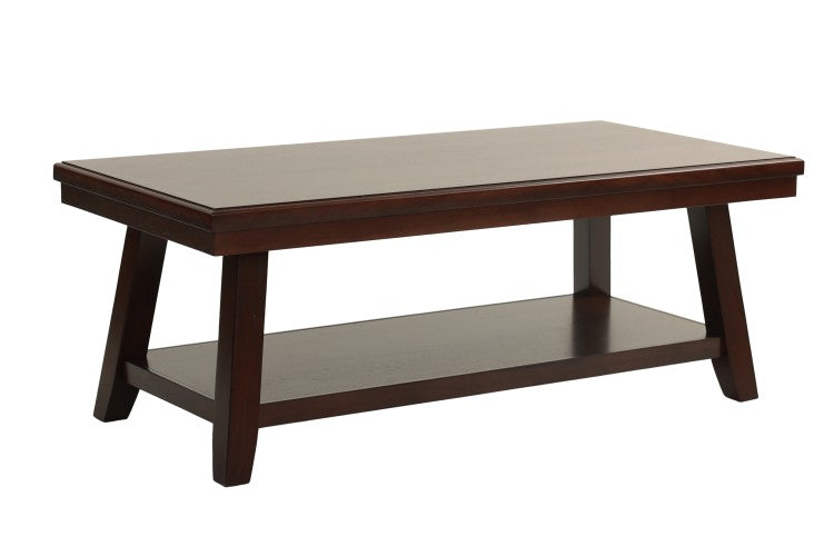 Bold Simple Walnut Finish 1Pc Coffee Table Under Table Shelf Storage Living Room Rubberwood Veneer