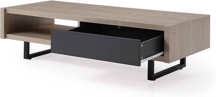Mid Century Modern Ash Living Room Coffee Table,Tan