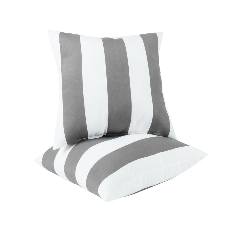 2 Pack Outdoor Throw Pillows, Waterproof & Fade Resistant Patio Cushions For Garden, Porch, Poolside Furniture Soft & Comfortable Decorative Pillow Covers 18X18 Inch, Grey White Strpie