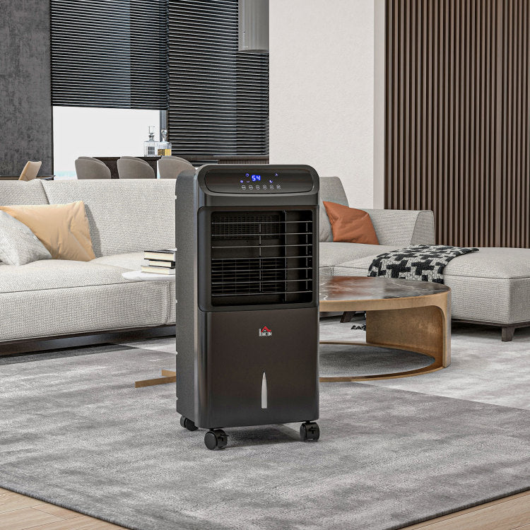 Homcom 32" Evaporative Air Cooler With 3.2 Gal Water Tank, 60 Oscillating, 3 In 1 Ice Cooling Fan, Portable Swamp Cooler With Humidifier For Home Office, 3 Modes, 3 Speeds, 12H Timer, Remote, Black