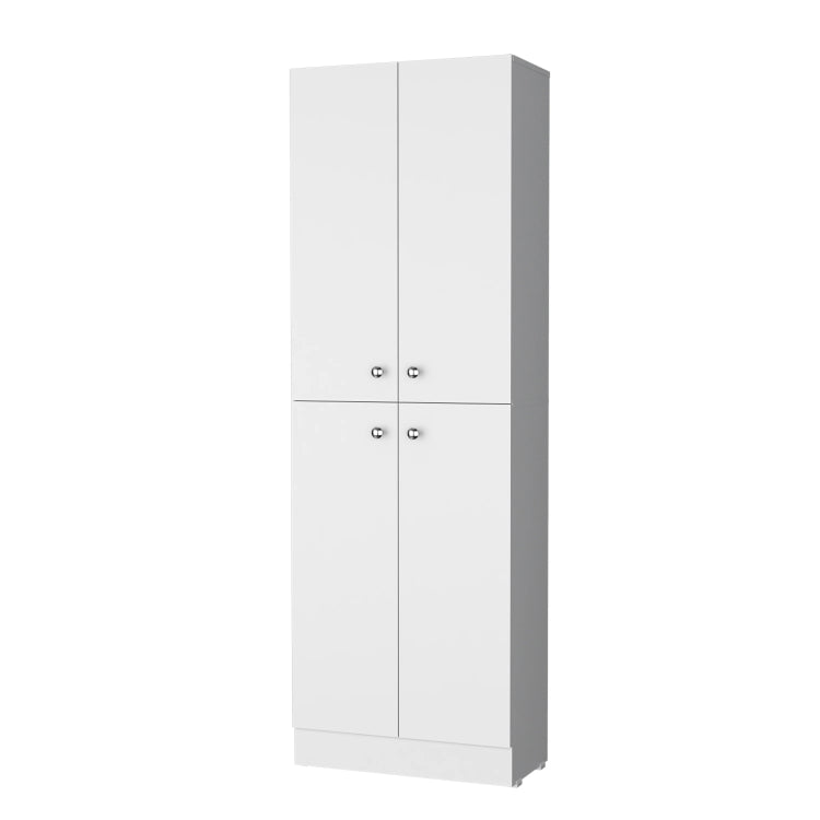 White Pantry Cabinet With 4 Doors And 5 Hidden Shelves