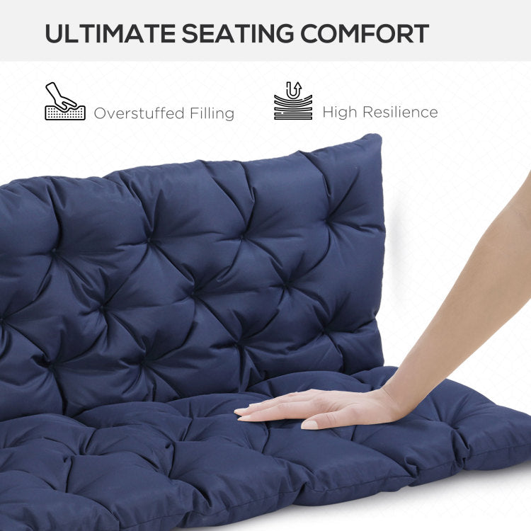 Outsunny Tufted Bench Cushions For Outdoor Furniture, 3 Seater Replacement For Swing Chair, Patio Sofa Couch, Overstuffed, Includes Backrest, Dark Blue