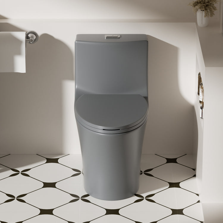 1.1 1.6 Gpf Tornado Flush One Piece Toilet Elongated, Siphonic S Trap 12",Soft Closing Seat, Button On Tank Top ,Powerful Dual Flush Map 1000G, Comfort Chair Seat Ada Height 17", Light Gray Lg 002