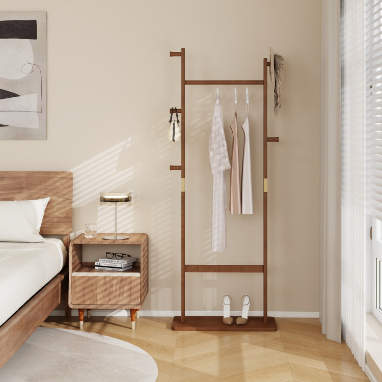 Coat Racks Solid Wood Hanger 23.6* 11*71In Solid Environmental Protection Easy To Assemble Beautiful Can Be Placed In The Bedroom Entrance Living Room Walnut