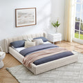 Queen Size Upholstered Bed Frame With Thick Fabric, Chenille Fabric Grounded Queen Size Platform Bed With Headboard And Solid Frame Beige 87''*67''*23.5''
