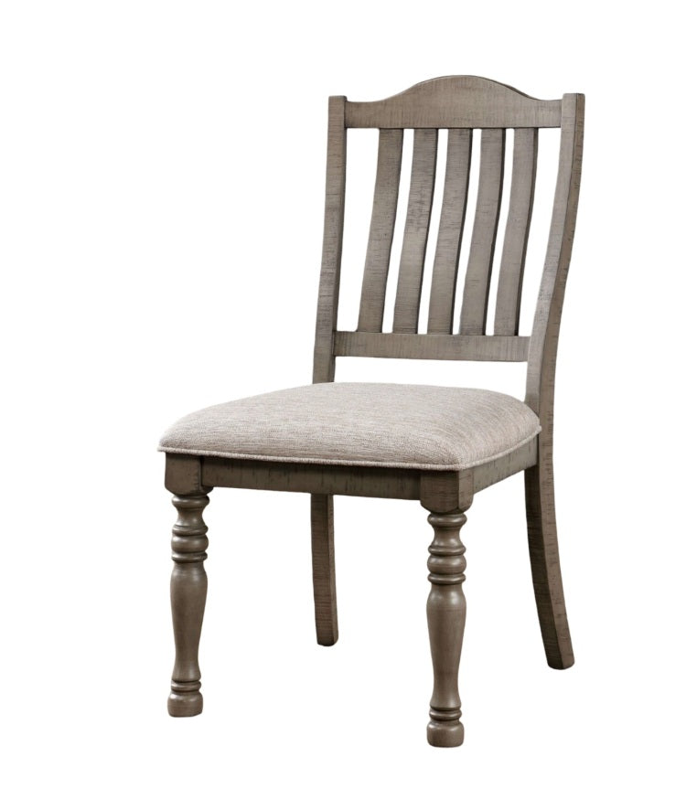 Transitional Style 2Pcs Side Chairs Antique Gray Solid Wood Gray Fabric Dining Room Furniture Chair Turned Legs