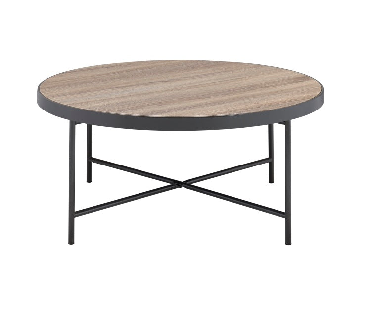 Bage Weathered Gray Oak & Metal Finish Coffee Table