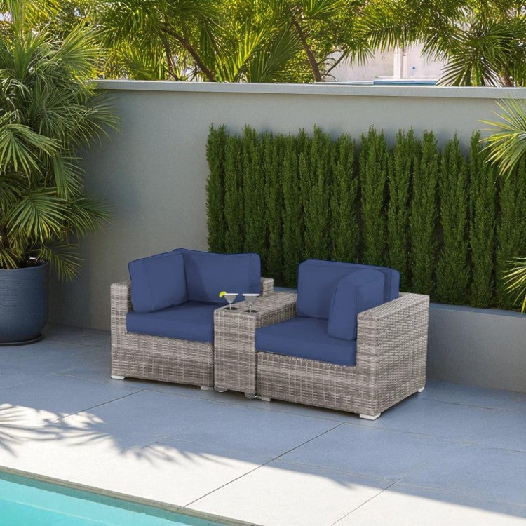 79'' Outdoor Loveseat With Durable Hdpe Wicker Frame