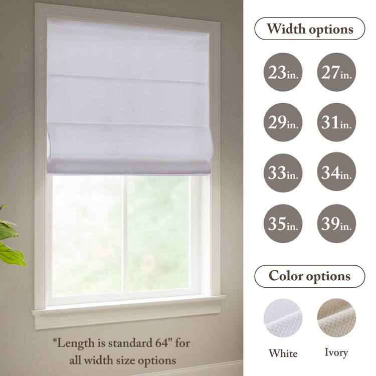 1Pc 33X64" Cordless Roman Blind Fabric