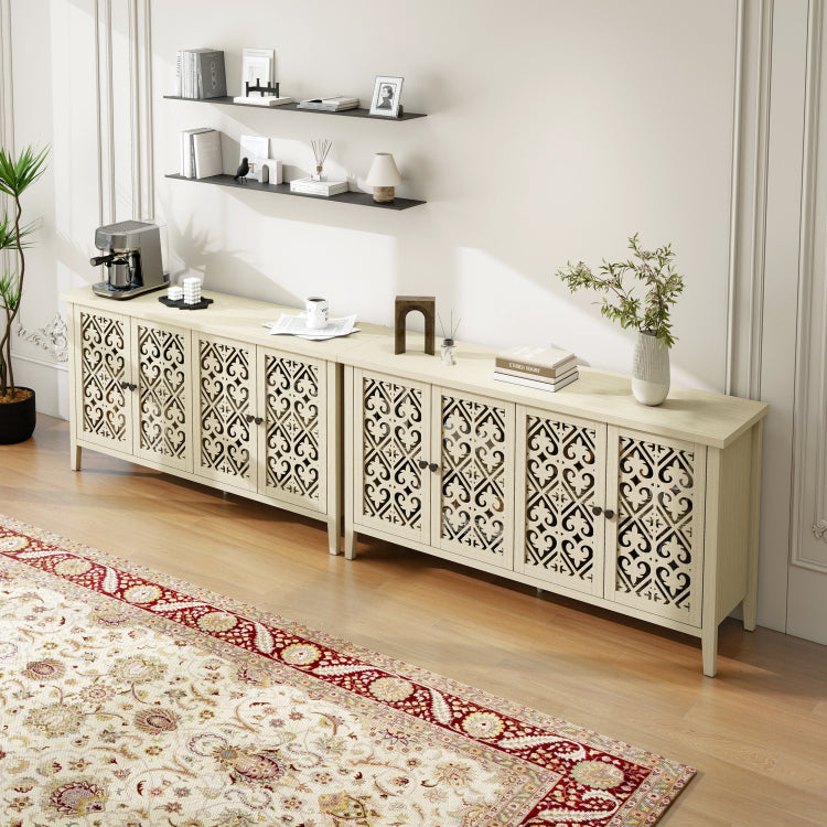 Hollowed Out Cabinet With 4 Doors, American Furniture, Suitable For Bedroom, Living Room, Study
