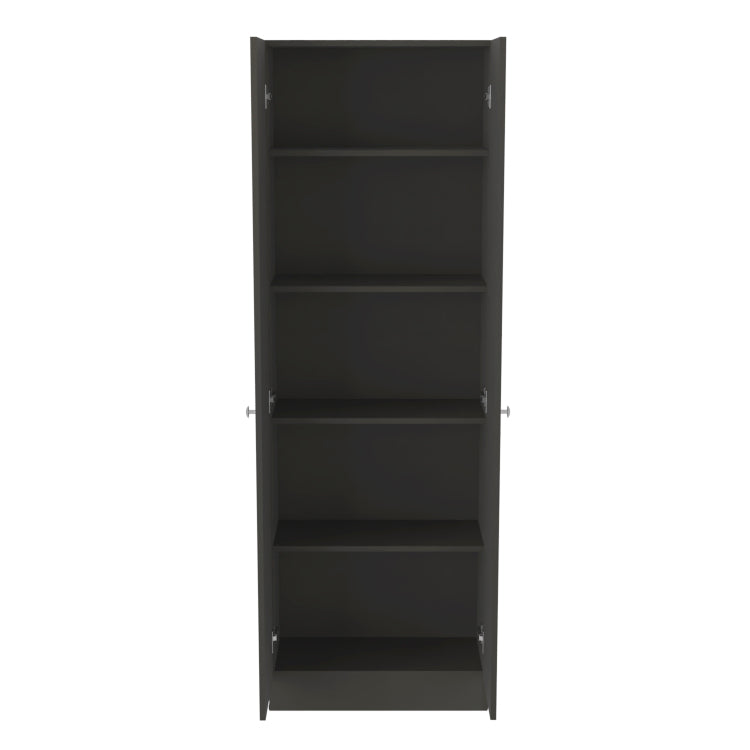 Multistorage Cabinet 71" H, Two Doors, Five Internal Shelves, Black