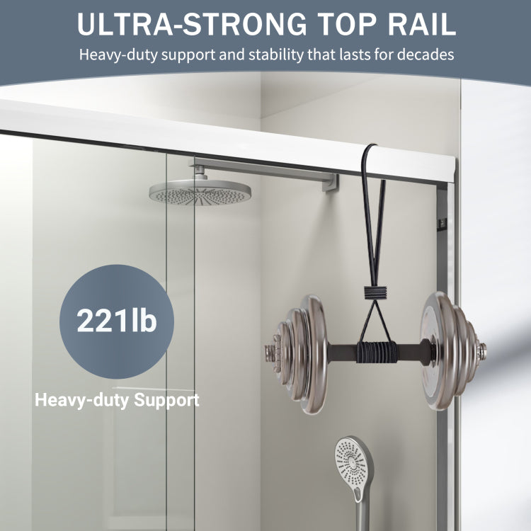 56 60 In. W X 72 In. H Double Sliding Shower Door, Semi Frameless Bathroom Sliding Door With 1 4" 6Mm Tempered Glass For Walk In Shower, White Cm 24D03 60Whx