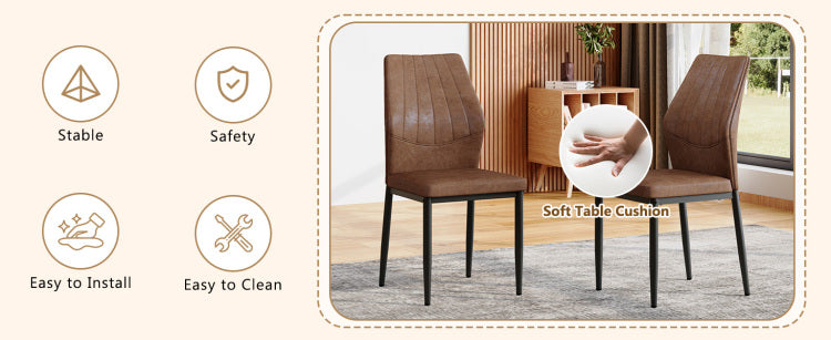 Set Of 4 Brown And Black Dining Chairs With Shell Pattern, 37 Inches High: Ergonomic Tech Fabric Backrest, Combines Comfort And Style