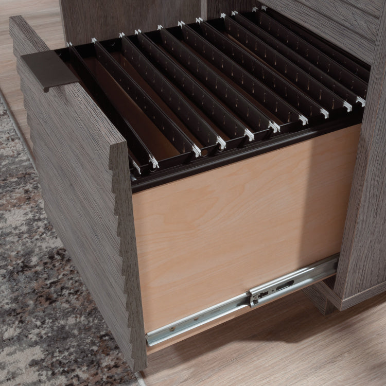 Modern Desk With 2 Spacious Drawers, Medium Gray Finish