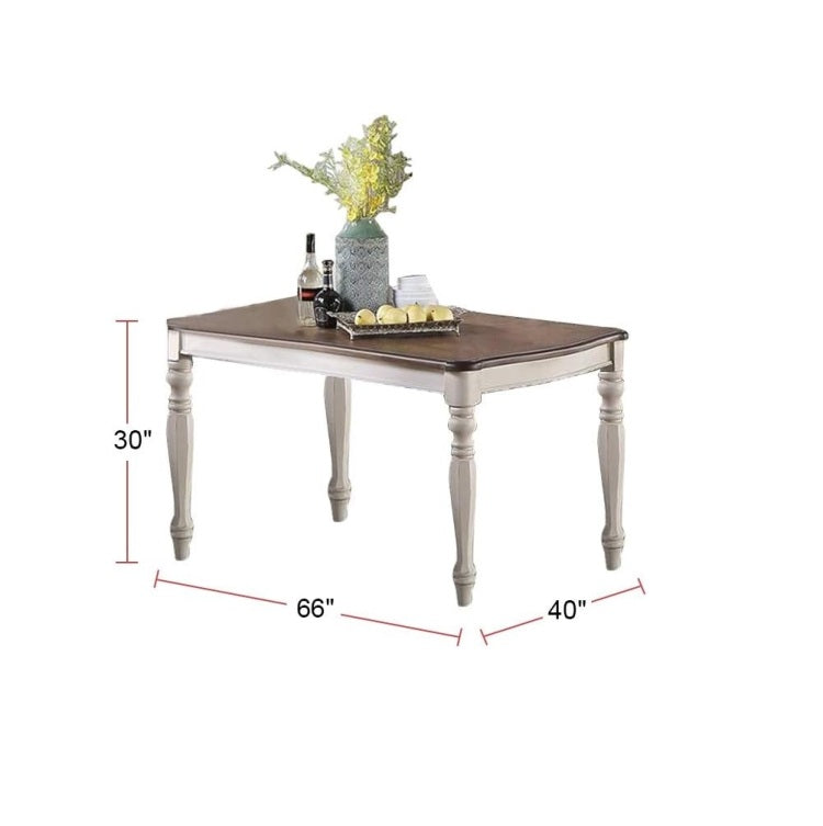 Transitional Style 1Pc Dining Table Antique White W Oak Top Rectangle Table Kitchen Dining Room