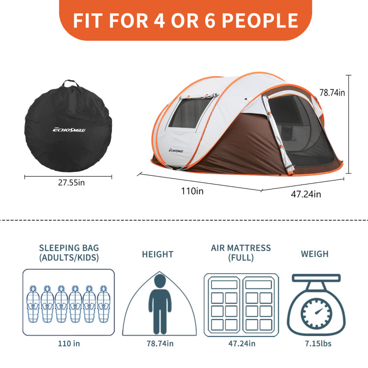 4 6 Persons White Brown Pop Up Boat Tent
