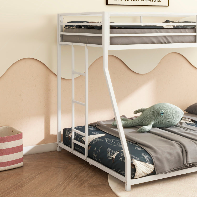 Same As B083P160614 Adam Sturdy Twin Over Full Bunk Bed Metal White For Kids And Adult, Low Profile And Easy Climbing With Stable Ladder