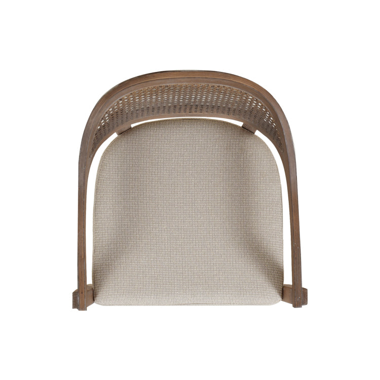 Americana Mid Century Modern Cane Back Dining Chair, Taupe Beige Textured Weave