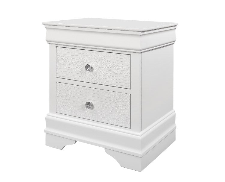Shaker Crocodile Metallic White Nightstand