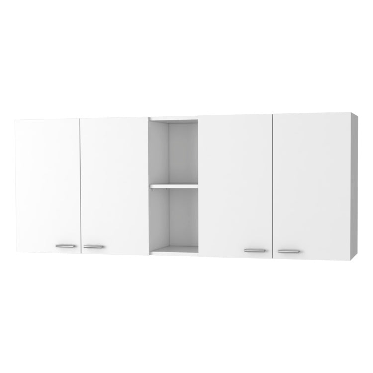 Winslow 150" Wall Cabinet, Four Doors, Two Divisions, Two Shelves