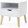 Mid Century Modern Jeff Night Stand, End Table Bed Room Accent Side Table, White