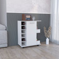 Lothian Bar Cart With Casters, 2 Side Storage Shelves And 6 Wine Bottle Rack