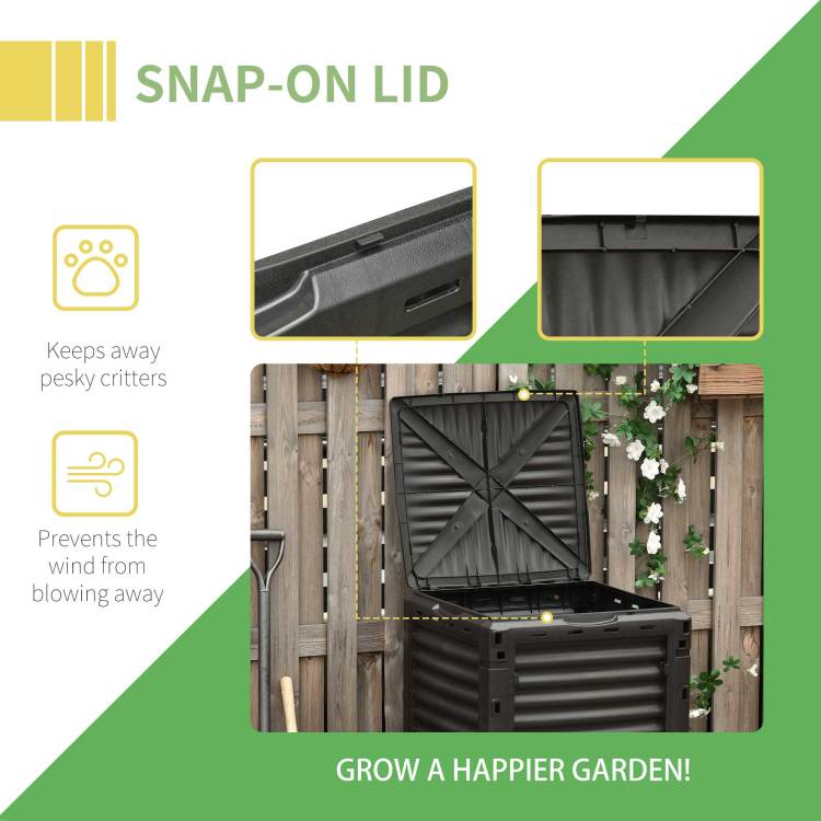 Outsunny Garden Compost Bin 80 Gallon Outdoor Large Capacity Composter Fast Create Fertile Soil Aerating Box, Easy Assembly, Yellow