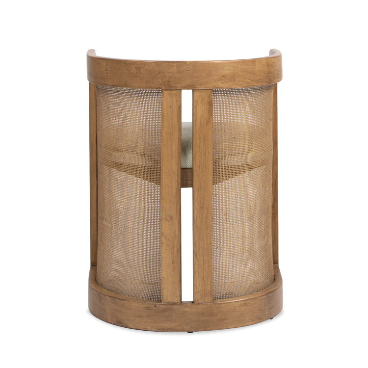 Lilith 20.5" Curved Rattan Upholstered Dining Chair, White Pepper Stain Resistant High Performance Polyester