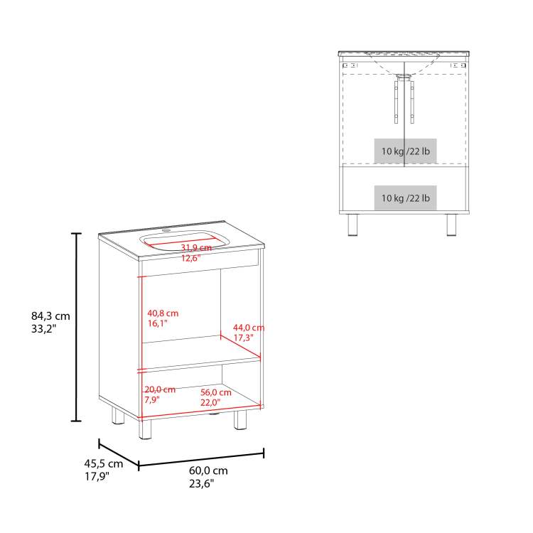 Wenge 1 Shelf Freestanding Bathroom Vanity Cabinet With Double Doors