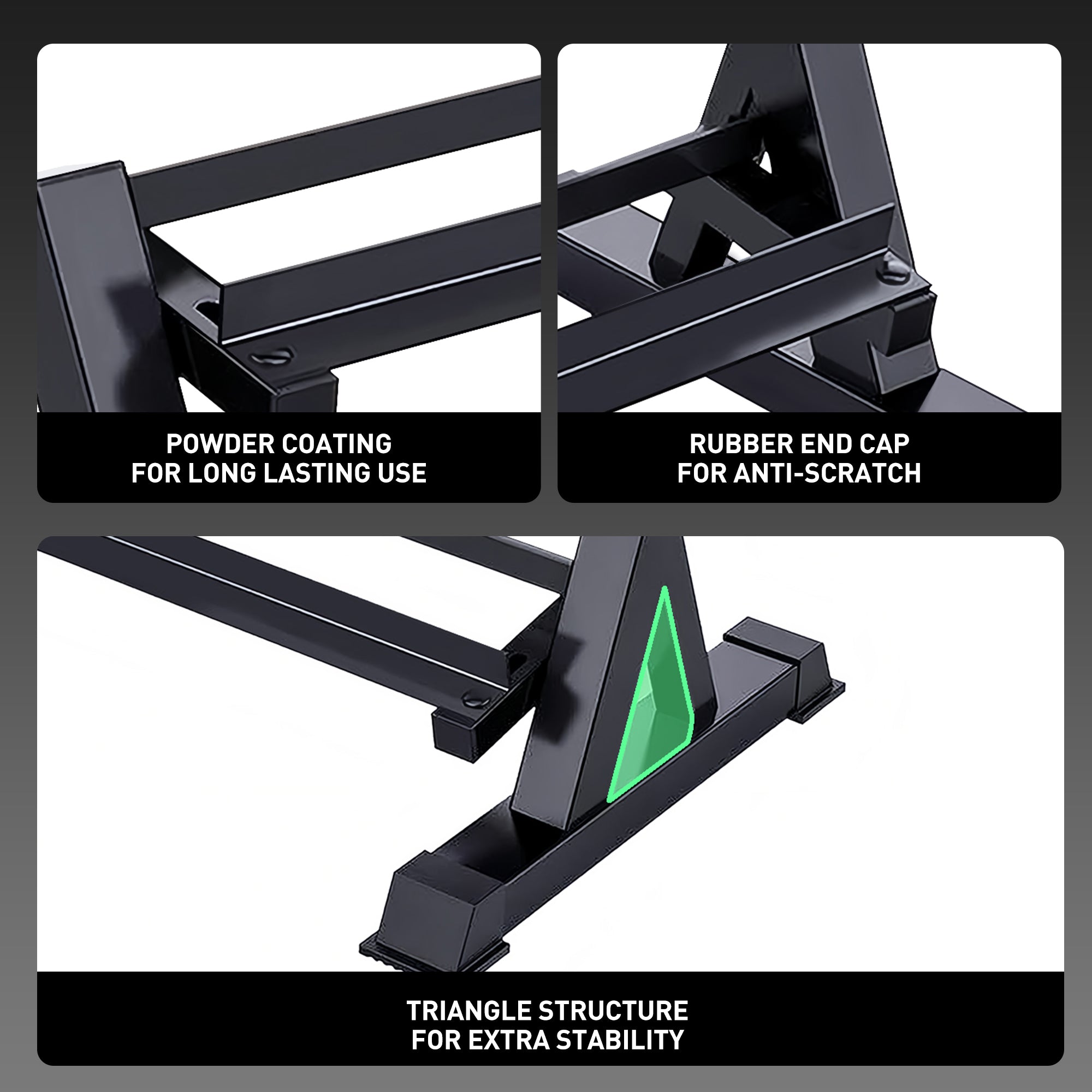 3 Tier Dumbbell Rack Stand: Holds 5 50Lb Weights With A 1100 Lb Max Capacity. Designed Specifically For Dumbbell Storage