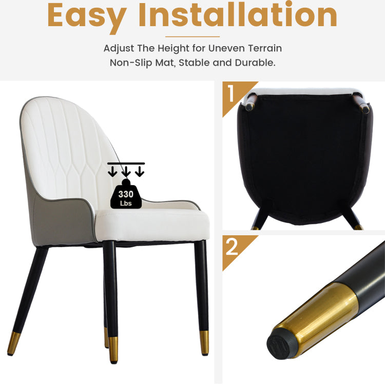 Modern Pu Sponge Filled Dining Chair, Solid Wood Metal Legs, Suitable For Restaurants, Living Rooms And Rooms Set Of 2