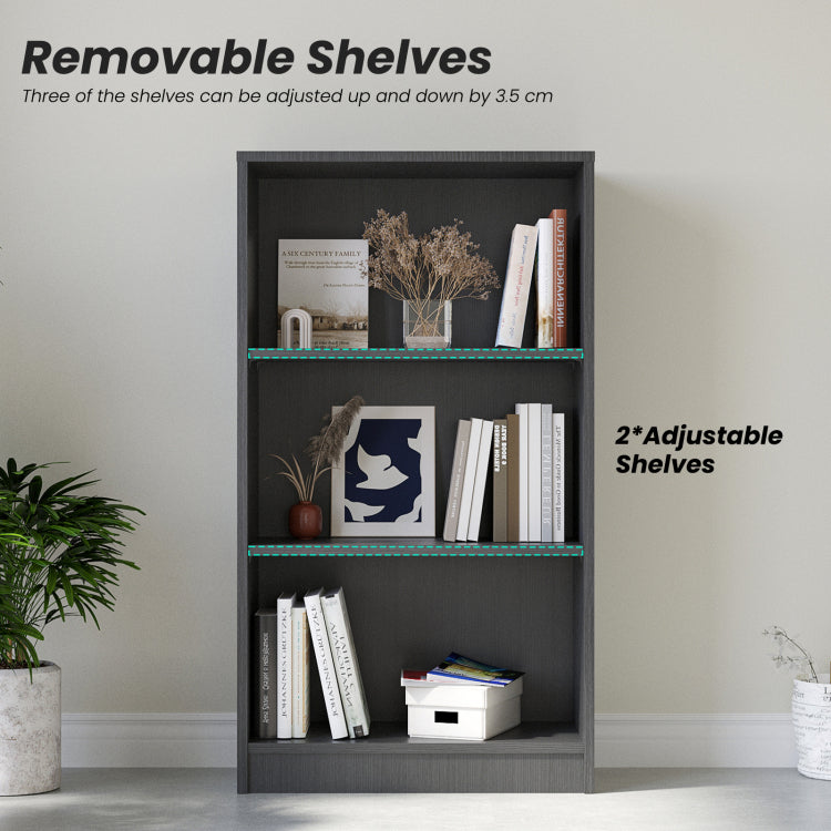 Bookcase Freestanding 3 Shelf Wood Bookshelf Adjustable Shelves For Home Office,3 Layer