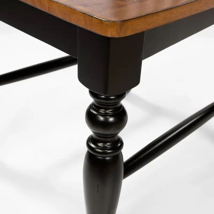 Transitional Style 2Pc Side Chair Turned Leg Design Black And Antique Oak Finish Dining Room