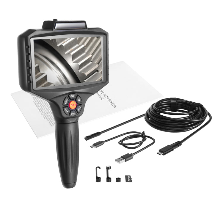 Triple Lens Borescope, 5" Ips Screen Inspection Camera With Lights, 8X Zoom 1080P Hd Split Screen, 10 Led Lights Scope Endoscope Camera For Automotive, Plumbing 16.5Ft Cable, 32Gb Card
