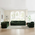 Modern Sofa Couch, 3 Piece Set Extra Deep Seat Sectional Sofa For Living Room, Oversized Sofa, 3 Seat Sofa, Loveseat And Single Sofa, Green Chenille