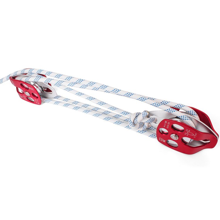 Twin Sheave Block And Tackle 1 2" X 200Ft Twin Sheave Block With Braid Rope 30 35Kn 6600 7705Lbs Double Pulley Rigging