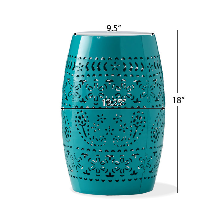 Ruby 12" Metal Outdoor Side Table, Teal Cutout Floral teal - iron