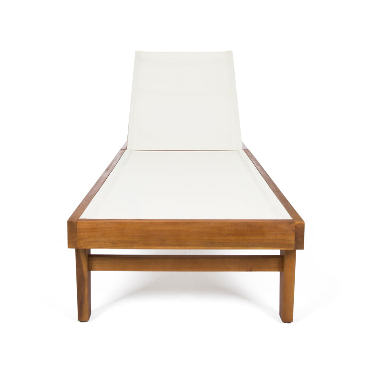 SUMMERLAND CHAISE LOUNGE WHITE MESH teak - acacia wood