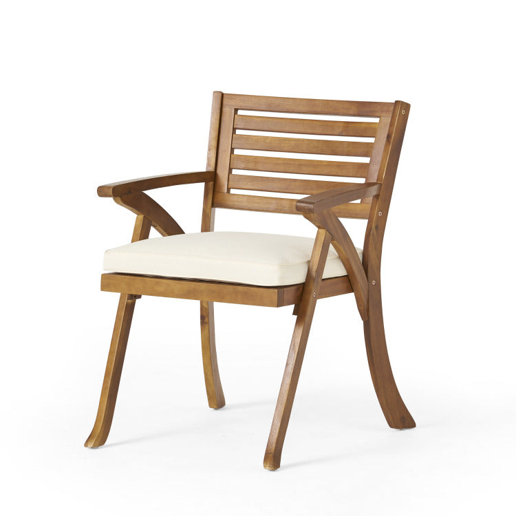 Outdoor Hermosa 3 Pieces Kd Wood Dining Set With Cushions,Teak Finish