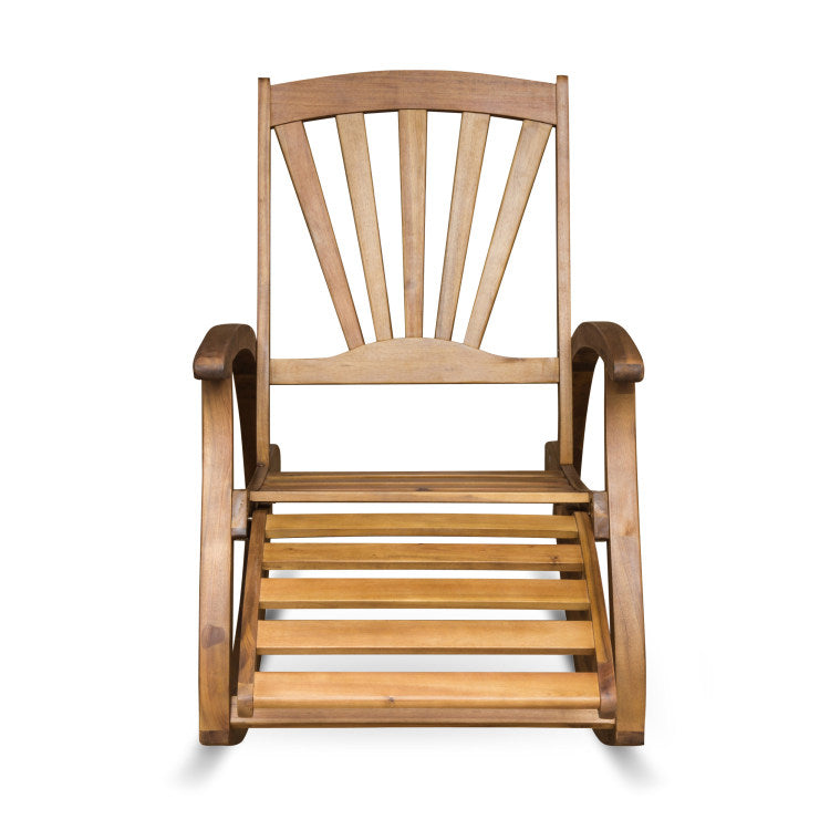 Outdoor Acacia wood Rocking Chair with Retractable teak - wood