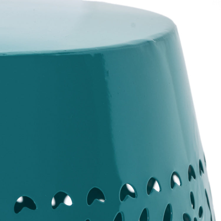 Ruby 12" Metal Outdoor Side Table, Teal Cutout Floral teal - iron
