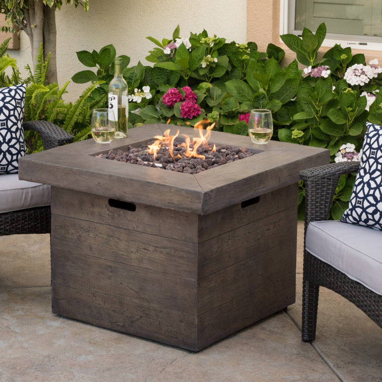 Anchorage 32'' Wood Square Mgo Fire Pit Brown 40,000 Btu