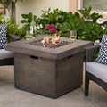 Anchorage 32'' Wood Square Mgo Fire Pit Brown 40,000 Btu