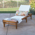 SUMMERLAND CHAISE LOUNGE WHITE MESH teak - acacia wood